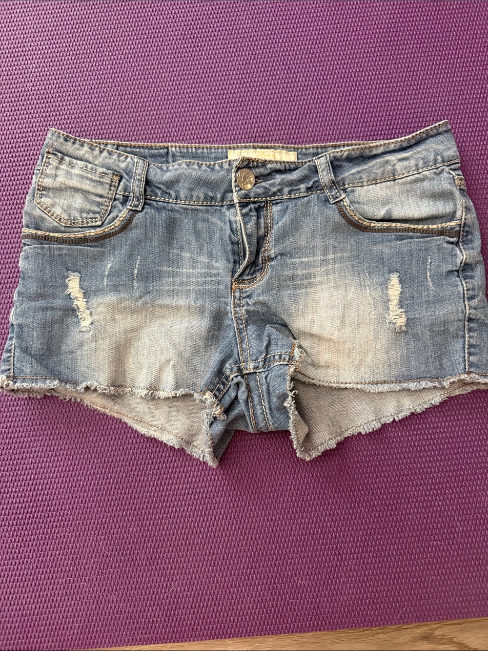 Women’s Light Blue Distressed Denim Shorts